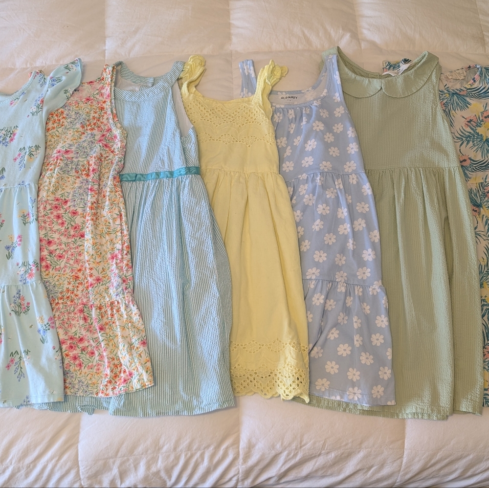 Lot Of 7 Girls Dresses Gymboree, Old Navy, Cat&Jack, H&M, Jumping Beans Size 8 M